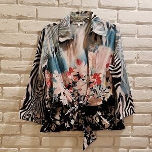 Mishca Floral Zebra Print Blouse